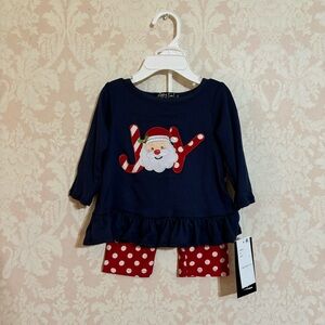 NWT Rare Too Cute Christmas Santa Girl Two Piece Outfit Size 3-6 Months